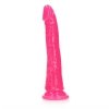 Dildo świecące w ciemności na przyssawce różowy 18 cm